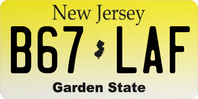 NJ license plate B67LAF