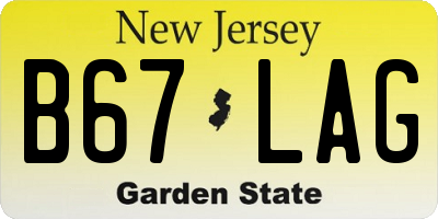 NJ license plate B67LAG