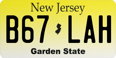 NJ license plate B67LAH