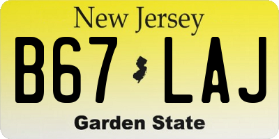 NJ license plate B67LAJ