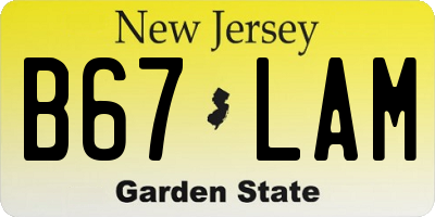 NJ license plate B67LAM