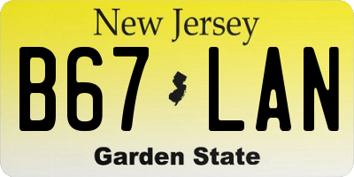 NJ license plate B67LAN