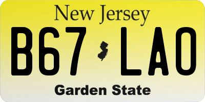 NJ license plate B67LAO