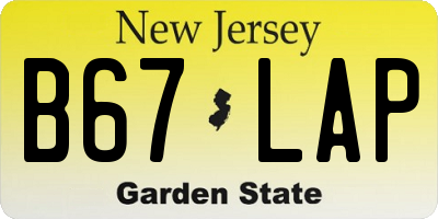 NJ license plate B67LAP