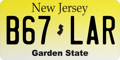NJ license plate B67LAR