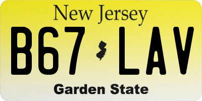 NJ license plate B67LAV