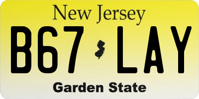 NJ license plate B67LAY