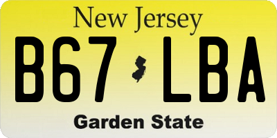 NJ license plate B67LBA