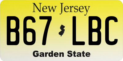 NJ license plate B67LBC