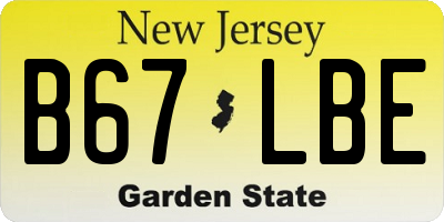 NJ license plate B67LBE