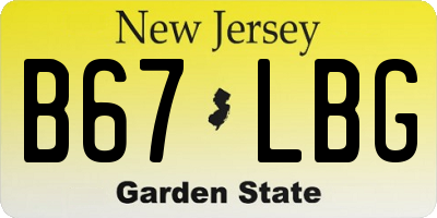 NJ license plate B67LBG