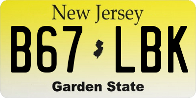 NJ license plate B67LBK