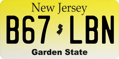 NJ license plate B67LBN