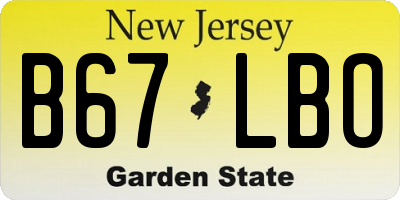 NJ license plate B67LBO