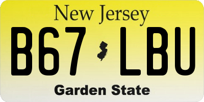 NJ license plate B67LBU