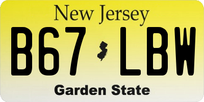 NJ license plate B67LBW