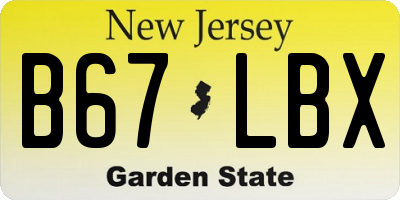 NJ license plate B67LBX