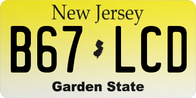 NJ license plate B67LCD