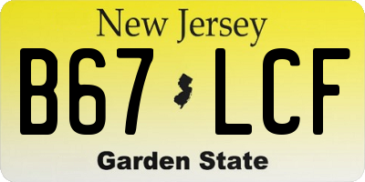 NJ license plate B67LCF