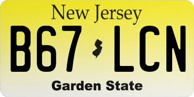 NJ license plate B67LCN