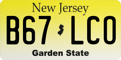 NJ license plate B67LCO
