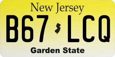 NJ license plate B67LCQ
