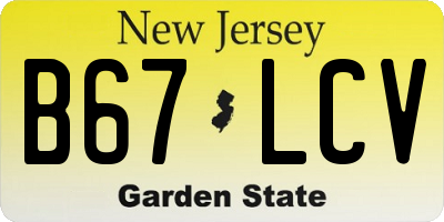 NJ license plate B67LCV