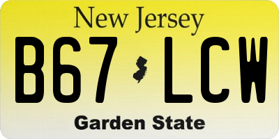 NJ license plate B67LCW