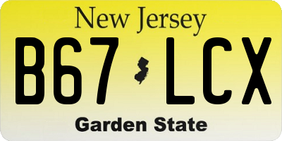 NJ license plate B67LCX