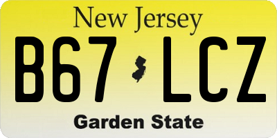 NJ license plate B67LCZ