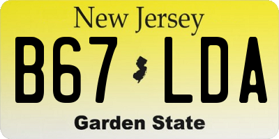NJ license plate B67LDA
