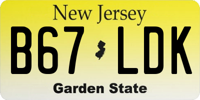 NJ license plate B67LDK