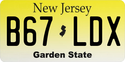 NJ license plate B67LDX