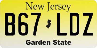 NJ license plate B67LDZ