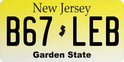 NJ license plate B67LEB