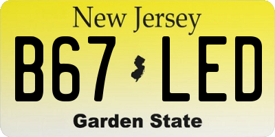 NJ license plate B67LED