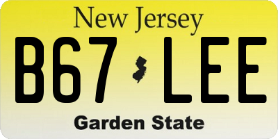 NJ license plate B67LEE