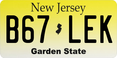 NJ license plate B67LEK