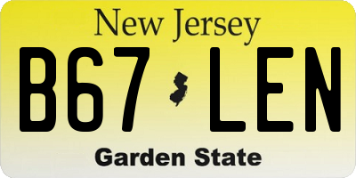 NJ license plate B67LEN