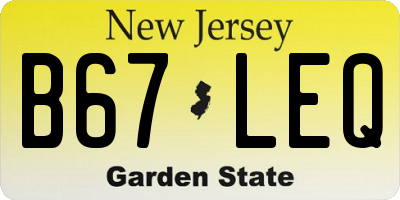 NJ license plate B67LEQ