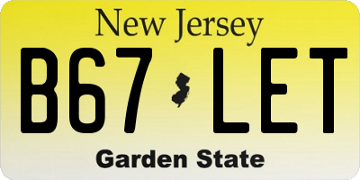 NJ license plate B67LET