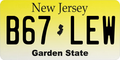 NJ license plate B67LEW