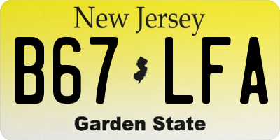 NJ license plate B67LFA
