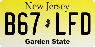NJ license plate B67LFD