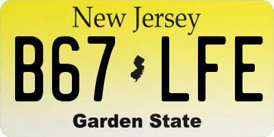 NJ license plate B67LFE