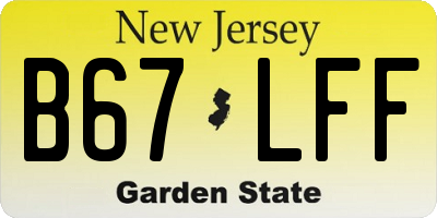 NJ license plate B67LFF
