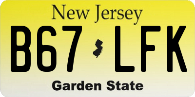 NJ license plate B67LFK