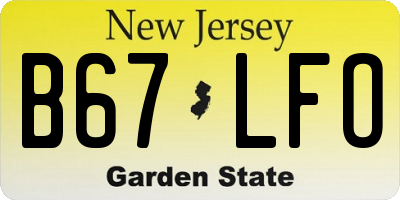 NJ license plate B67LFO
