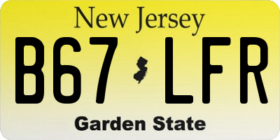 NJ license plate B67LFR
