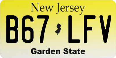 NJ license plate B67LFV